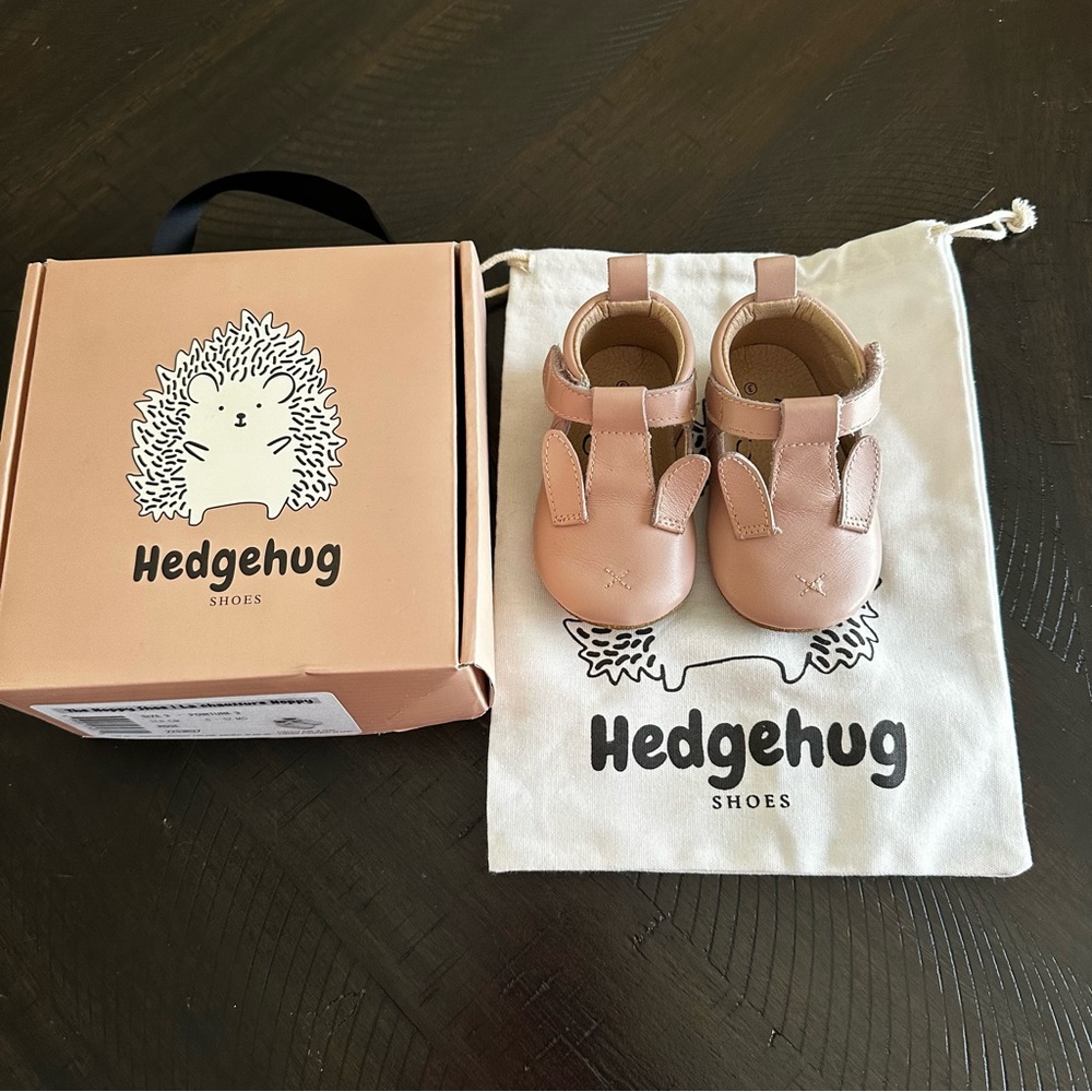 Hedgehog Baby Girl Leather Shoes Dusty Pink Size  6-12M
